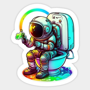 Colorful Space Astronaut on the Toilet Sticker #10 Sticker